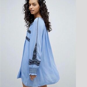 Free People Light Blue Textured mini dress/top